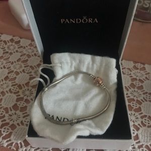 Pandora bracelet with rose gold clasp